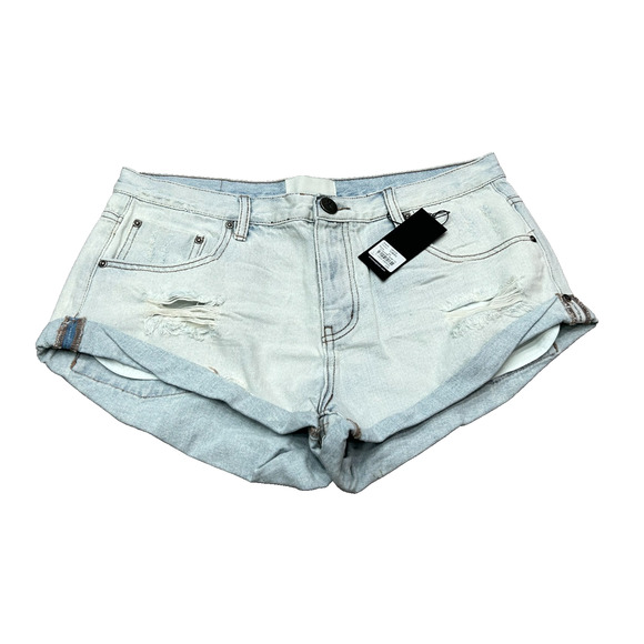One Teaspoon Womens Shorts Blue Diamonde Distressed Cuffed Bandits Size 32 NWT